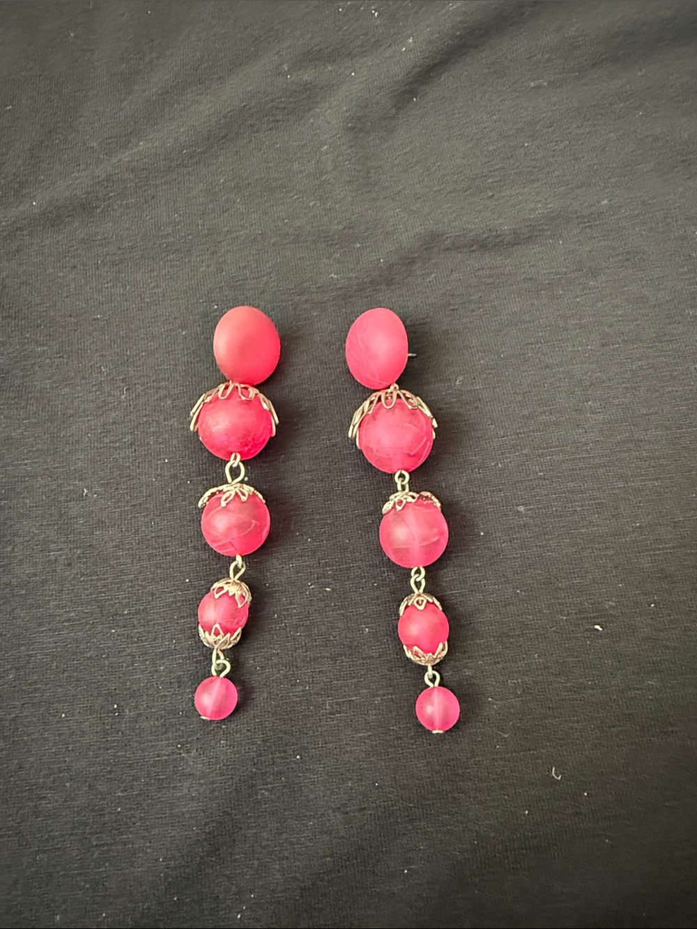 Pink Beaded Drop Earrings - Elegant Women's Jewelry